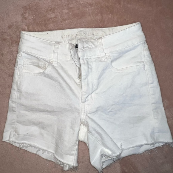 American Eagle super stretch white denim cutoff shorts 0 - Picture 2 of 4